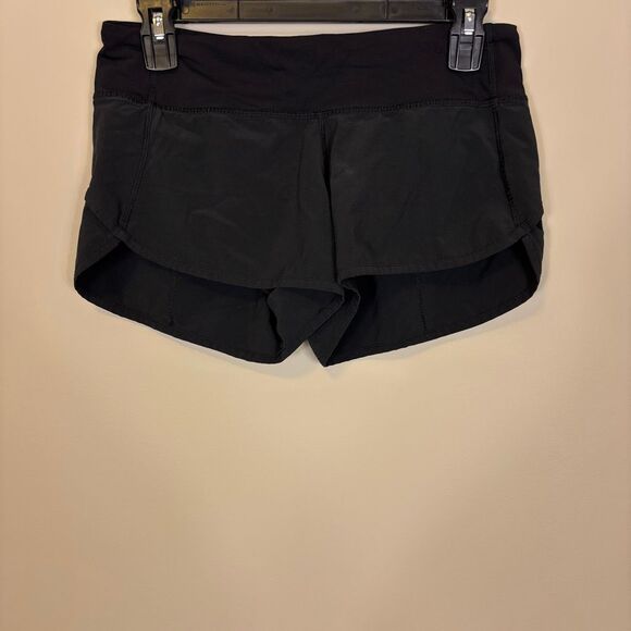 Lululemon Black Speed Up Running Shorts Lined Size 4 - Picture 1 of 5